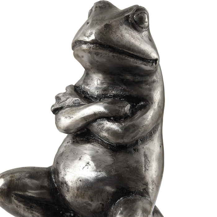 Uttermost Daydreaming Frogs Aged Silver Bookends - Set of 2