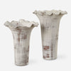 Uttermost Ruffled Petal White Vases - Set of 2