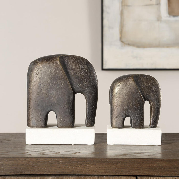 Uttermost Timeless Tusk Bronze Sculptures - Set of 2