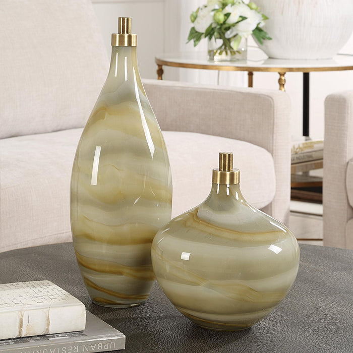 Uttermost Cascade Glass Bottles - Set of 2