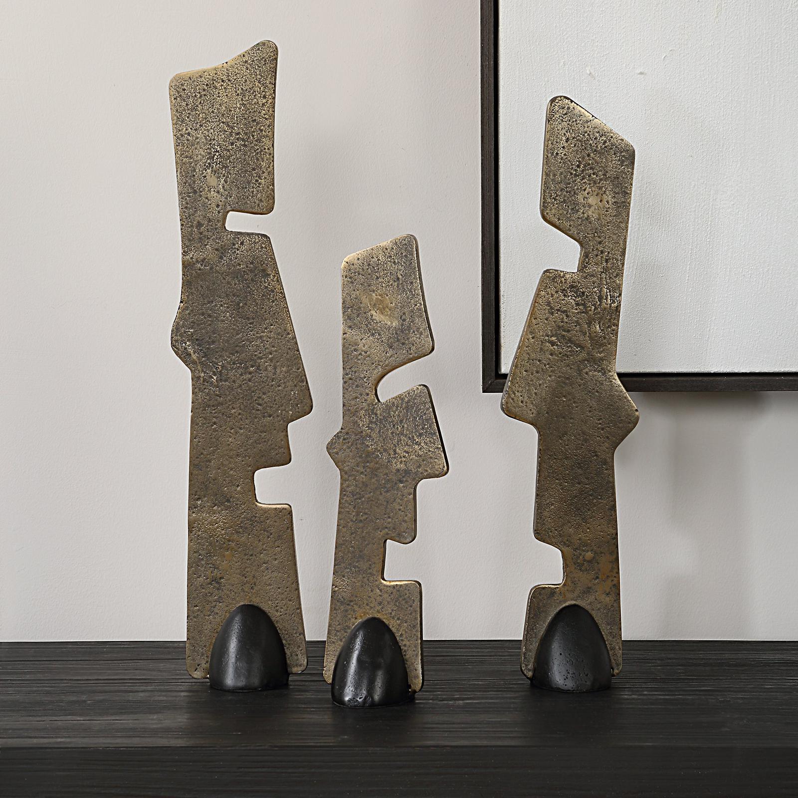Uttermost Geometric Echoes Bronze Sculptures - Set of 3