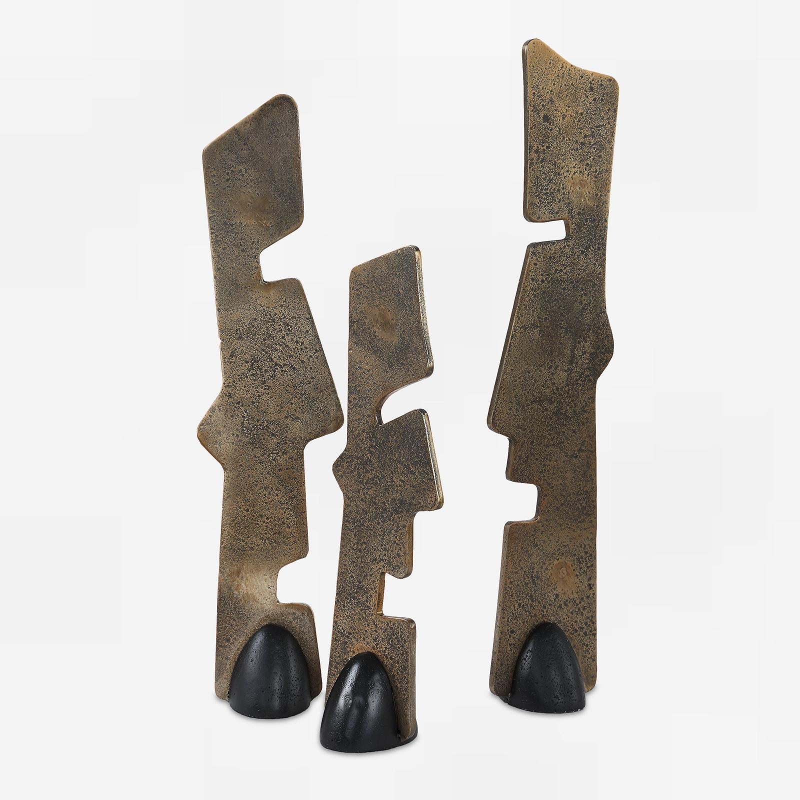 Uttermost Geometric Echoes Bronze Sculptures - Set of 3