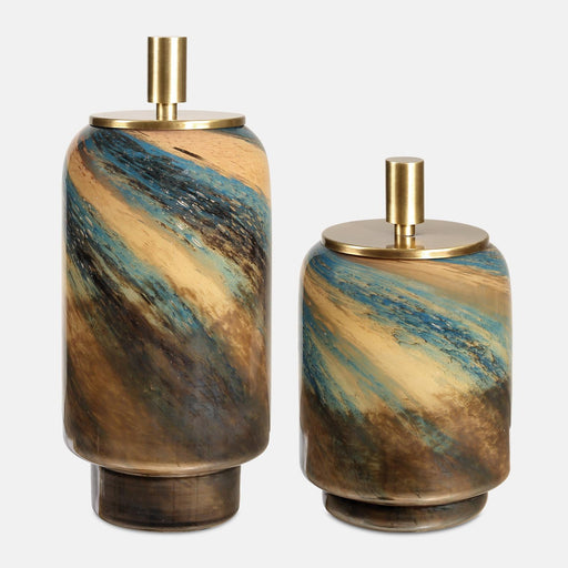 Uttermost Celestial Tide Glass Containers - Set of 2