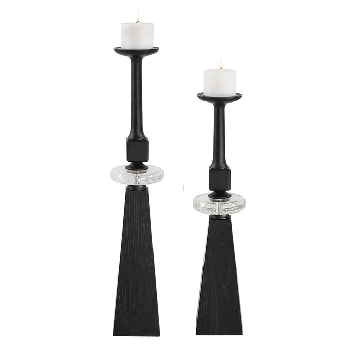 Uttermost Ebon Glow Floor Candleholders - Set of 2