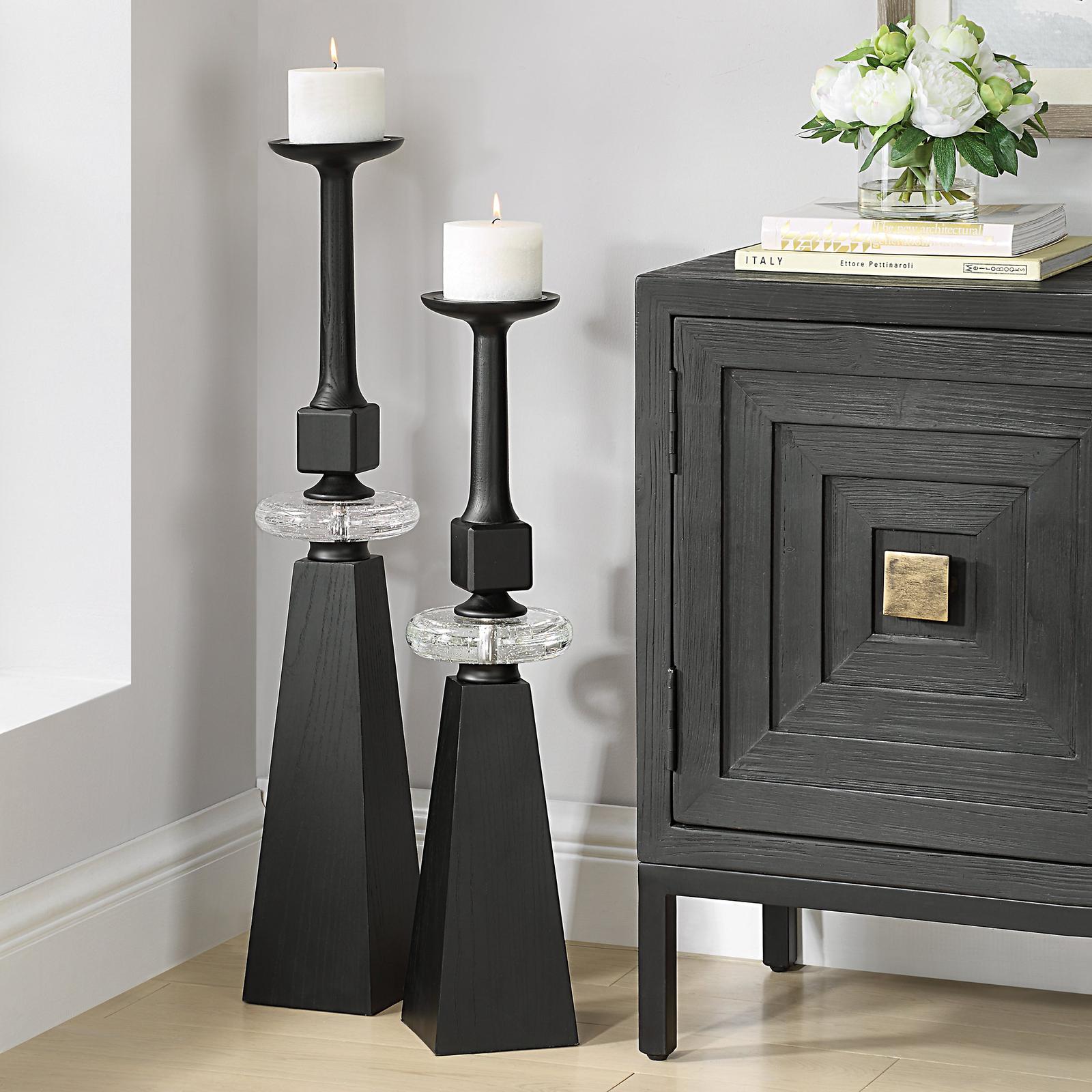 Uttermost Ebon Glow Floor Candleholders - Set of 2