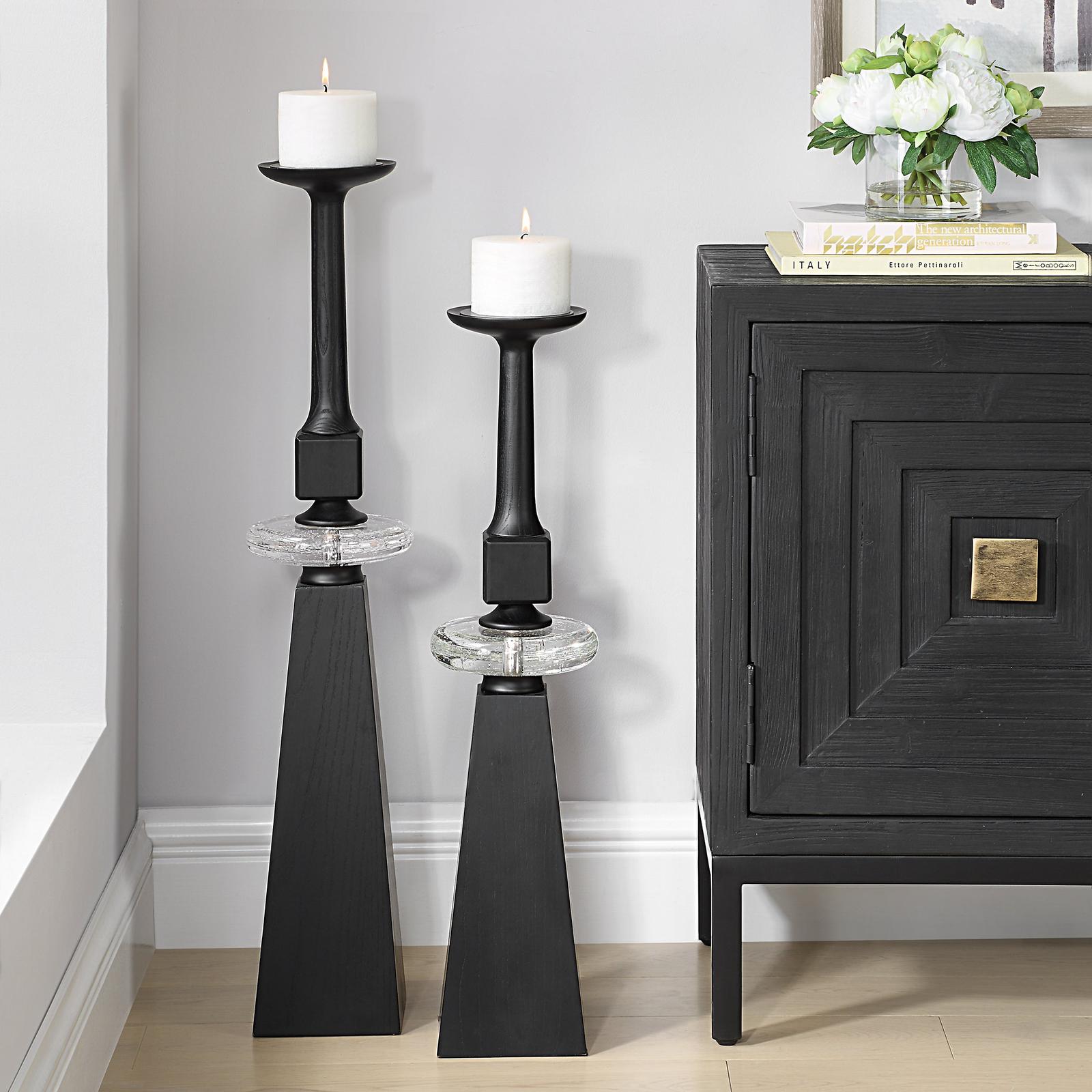 Uttermost Ebon Glow Floor Candleholders - Set of 2