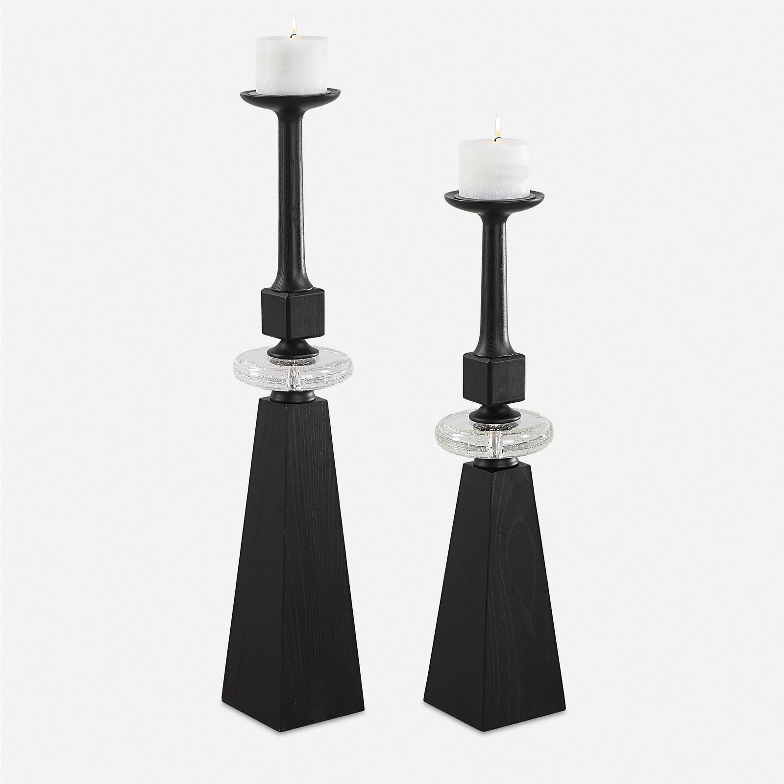 Uttermost Ebon Glow Floor Candleholders - Set of 2