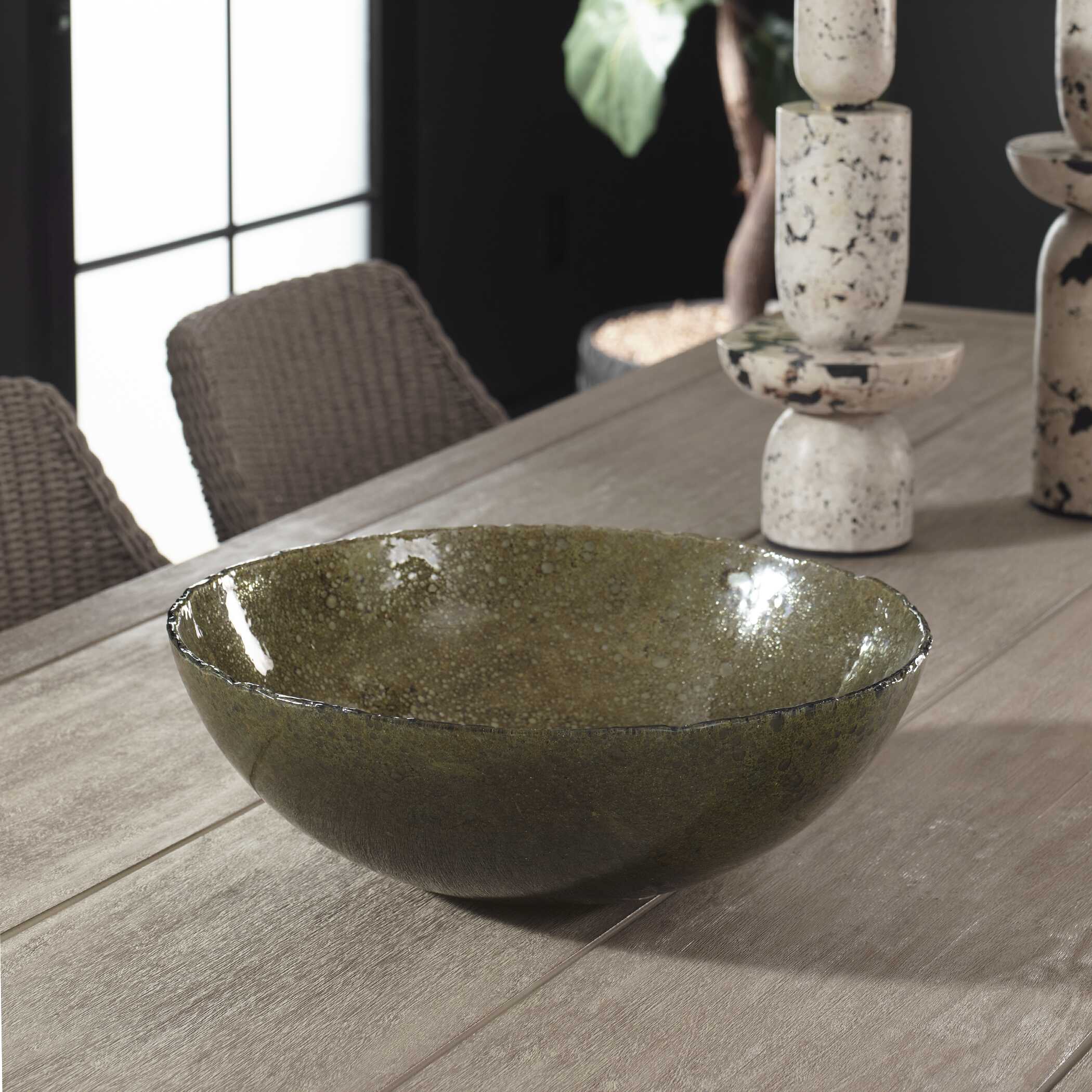 Uttermost Veridian Shimmer Earthy Glass Bowl