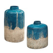 Uttermost Coastal Cascade Indoor-Outdoor Blue Vases, Set/2