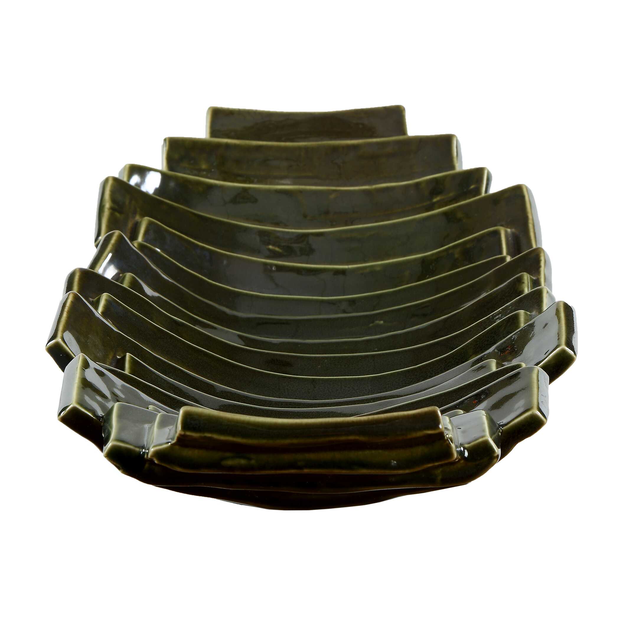 Uttermost Harbor Ridge Olive Green Bowl