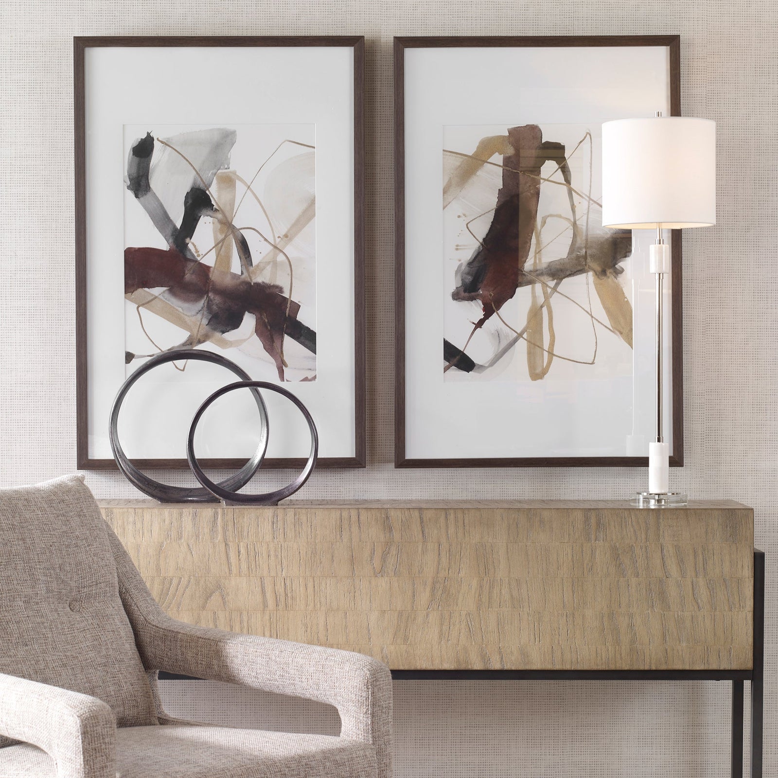 Uttermost Burgundy Interjection Abstract Prints - Set of 2
