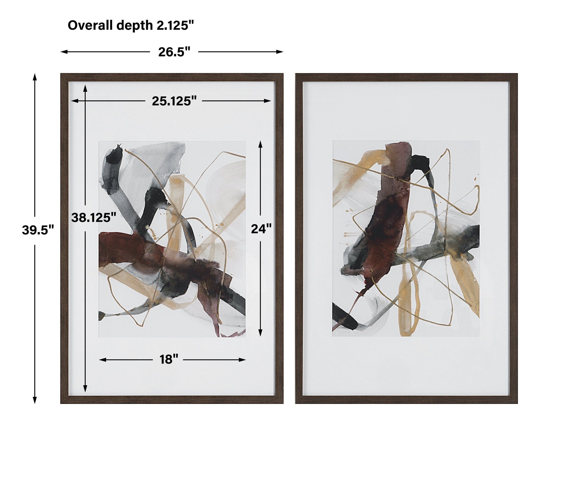Uttermost Burgundy Interjection Abstract Prints - Set of 2