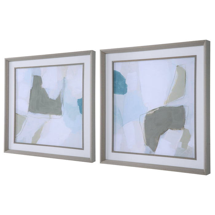 Uttermost Mist Shapes Framed Prints - Set of 2