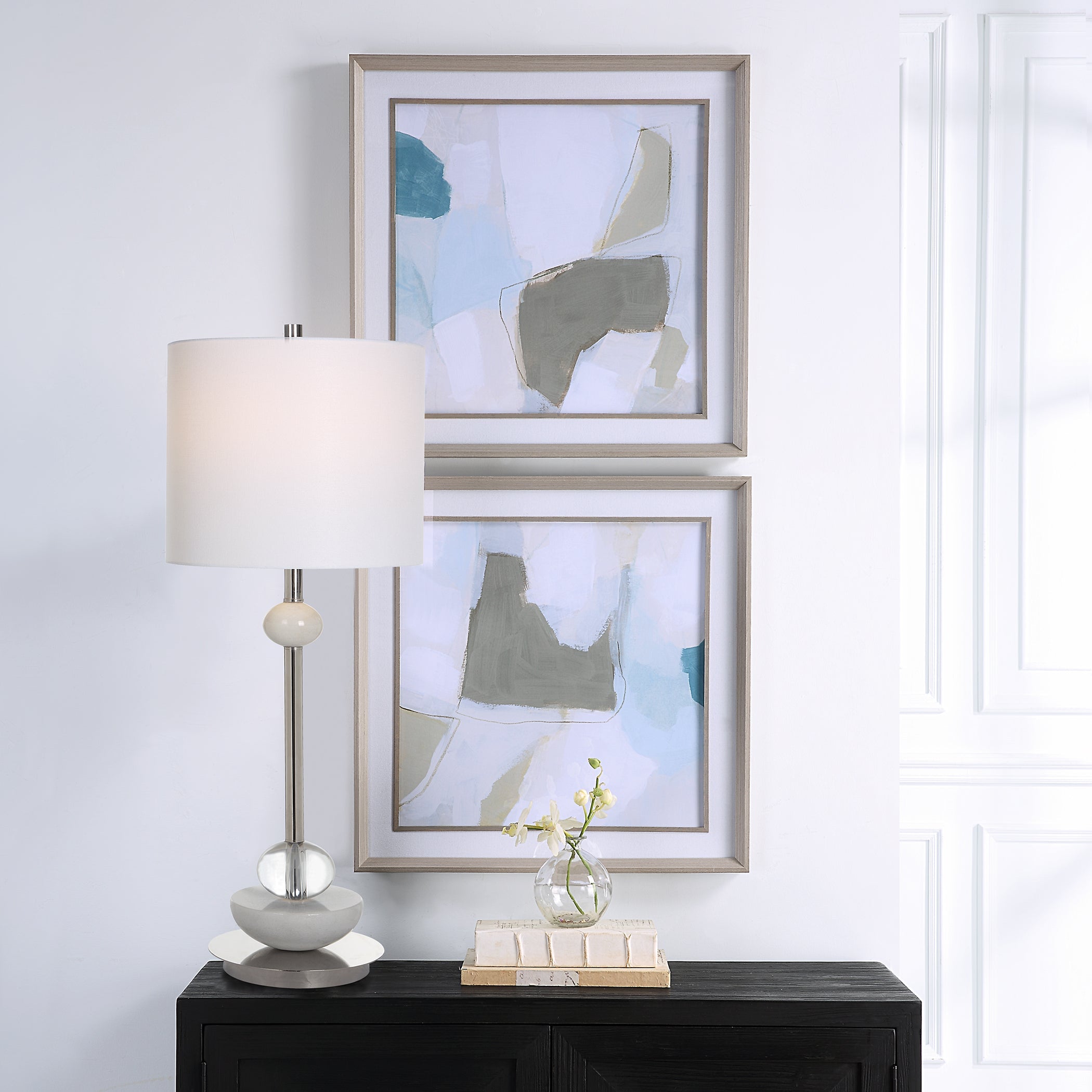Uttermost Mist Shapes Framed Prints - Set of 2