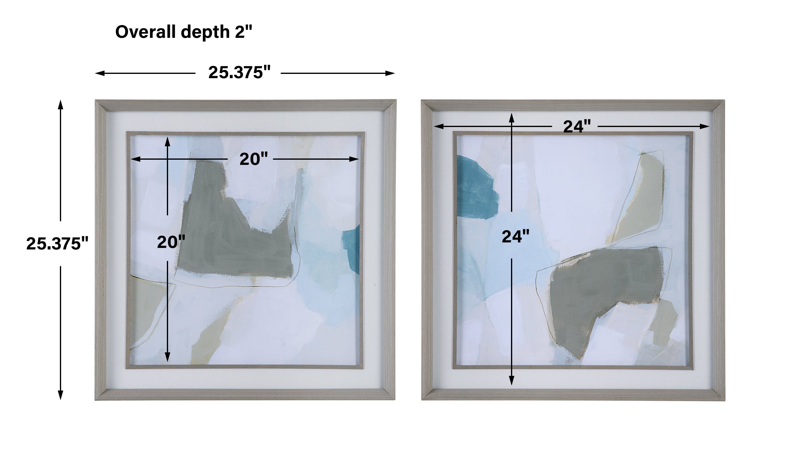 Uttermost Mist Shapes Framed Prints - Set of 2