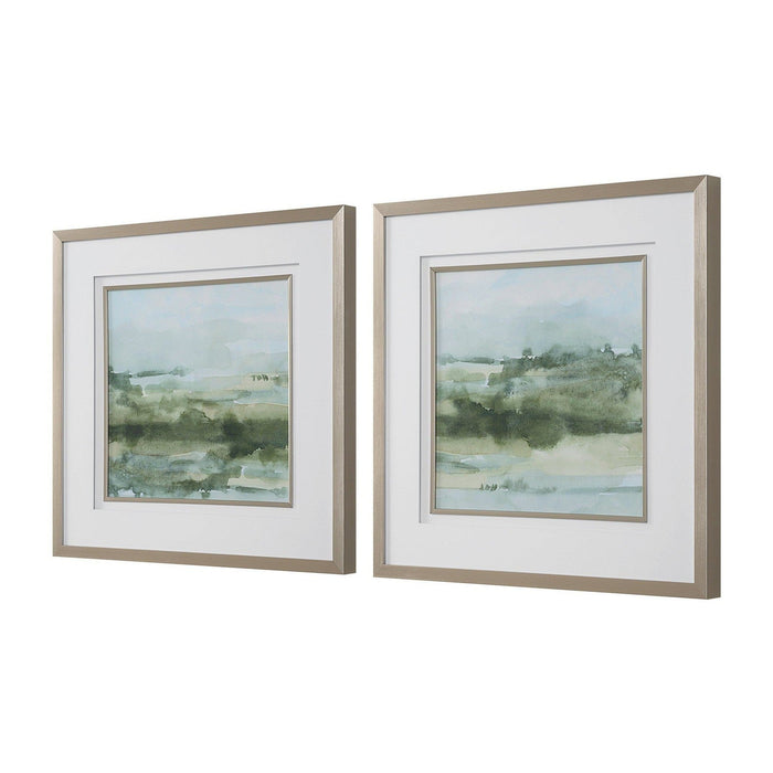Uttermost Soft Sage Abstract Landscape Prints - Set of 2