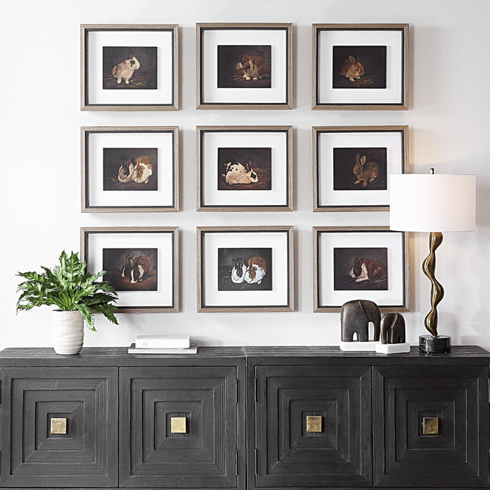 Uttermost Resting Bunny Framed Prints - Set of 9