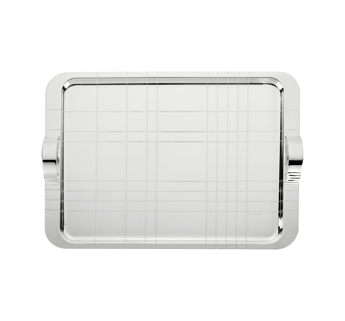 Christofle Graphik Silver-Plated Rectangular Tray - 18 x 13 in