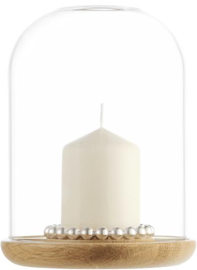 Christofle Perles Silver-Plated and Oak Hurricane
