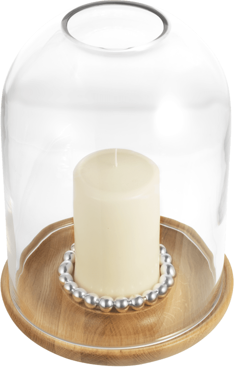 Christofle Perles Silver-Plated and Walnut Hurricane