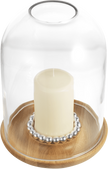 Christofle Perles Silver-Plated and Oak Hurricane