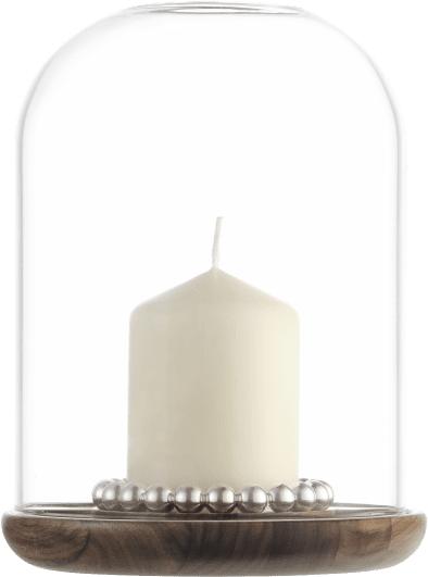 Christofle Perles Silver-Plated and Walnut Hurricane