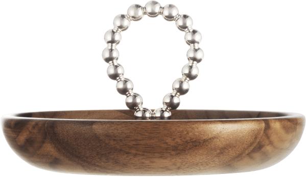 Christofle Perles Silver-Plated and Walnut Bowl
