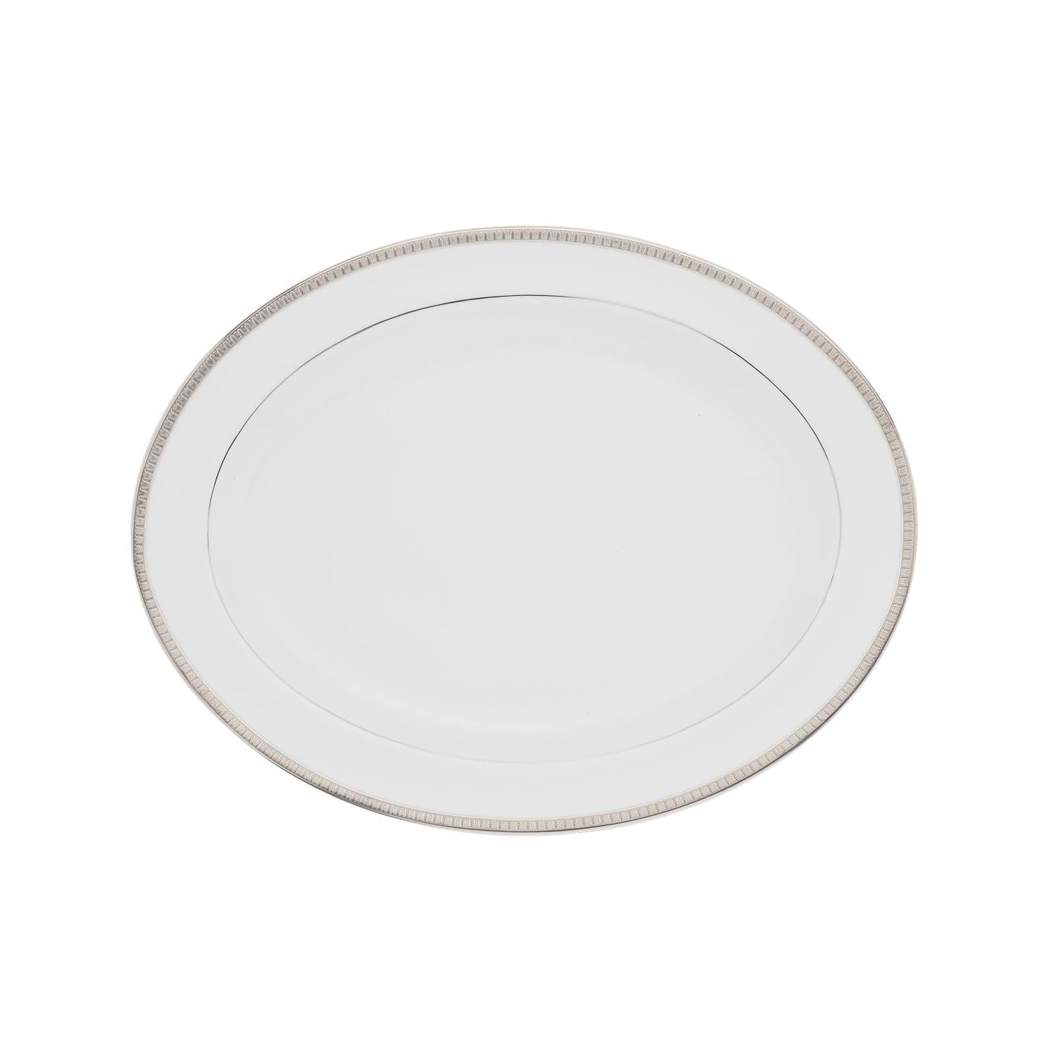 Christofle Malmaison Porcelain Oval Platter Platinum 38 Cm