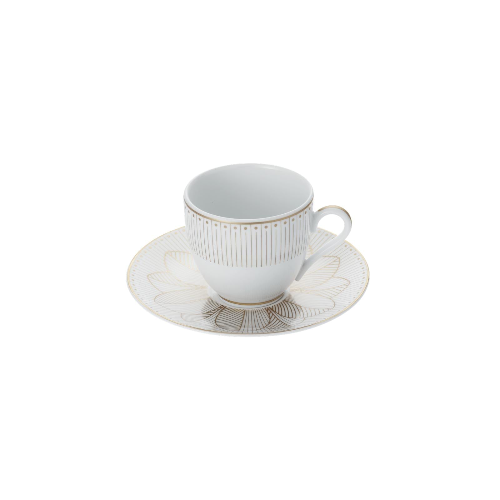 Christofle Malmaison Impériale Porcelain 2 Espresso Cups And Saucers