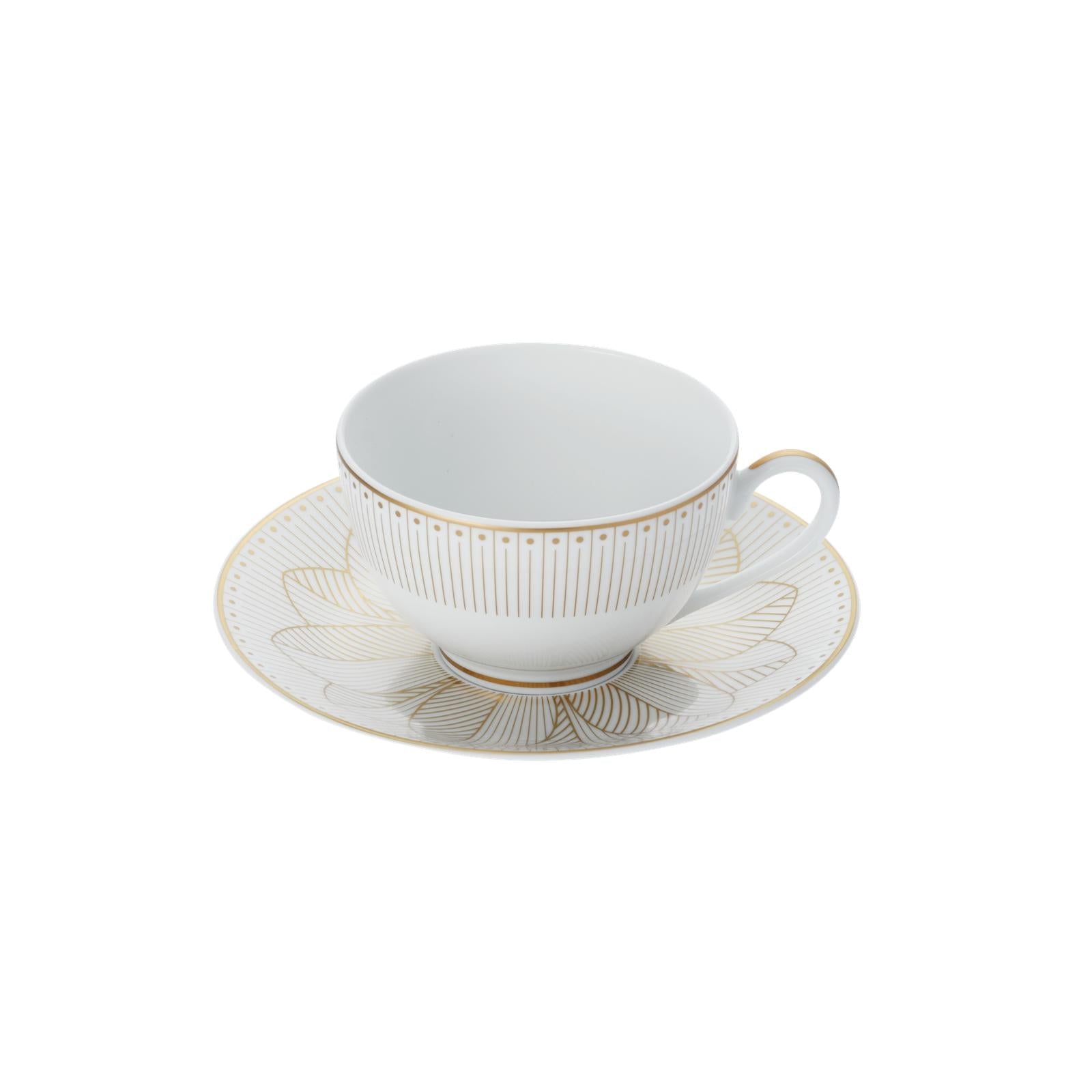 Christofle Malmaison Impériale Porcelain Tea/Coffee Cup And Saucer Gold