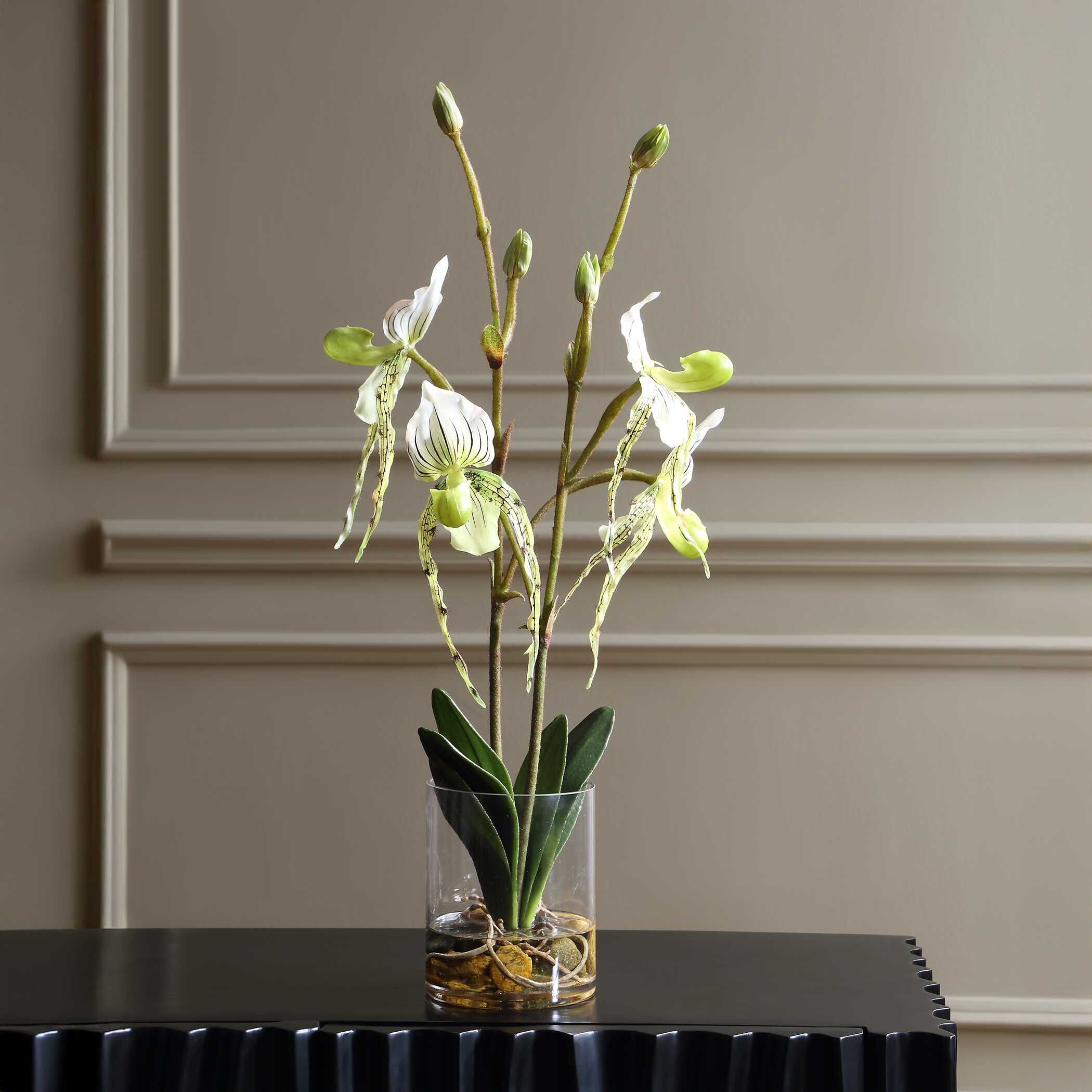 Uttermost Lady Slipper Orchid In Glass Vase