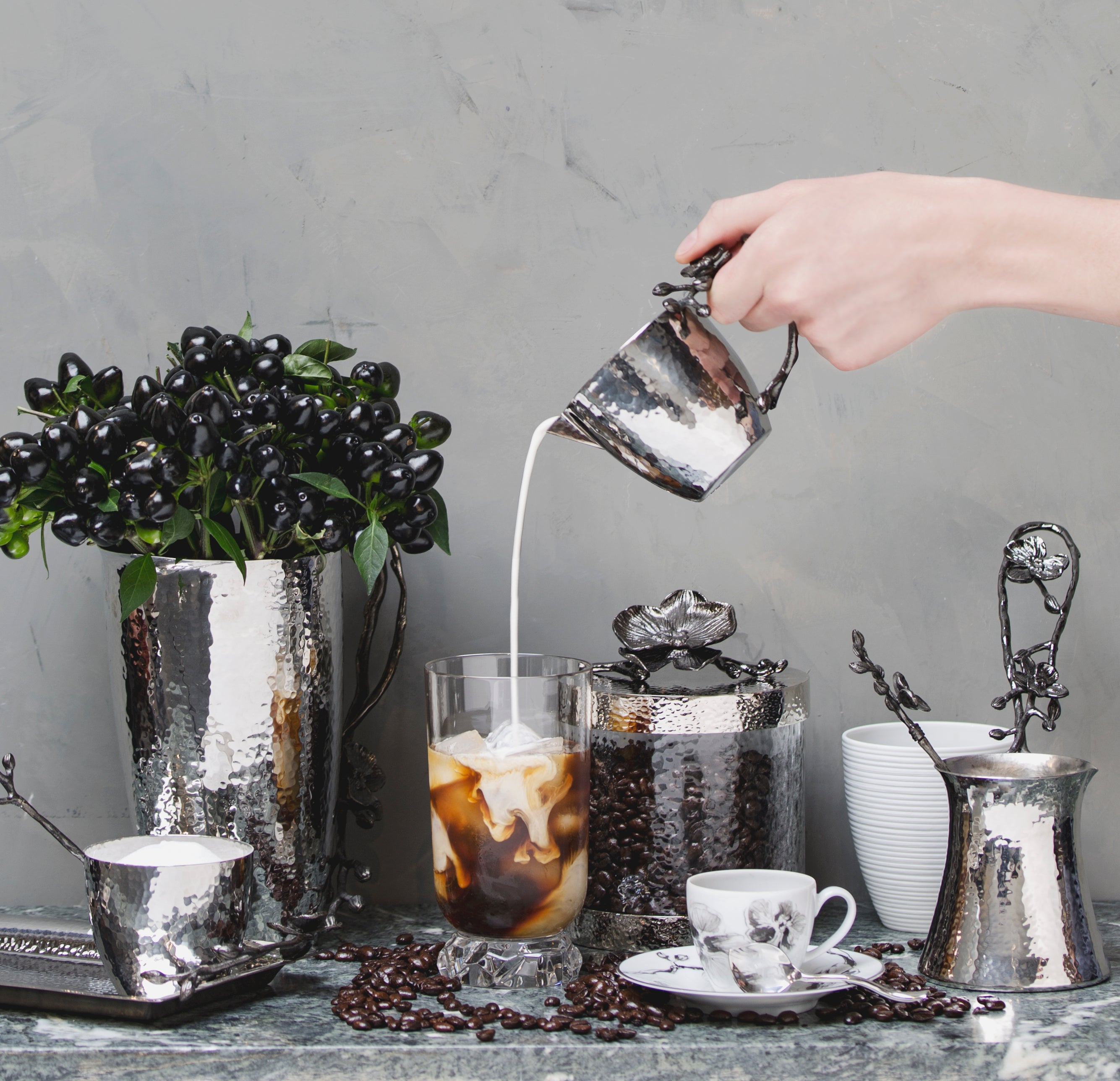 Michael Aram Black Orchid Coffee Pot & Spoon