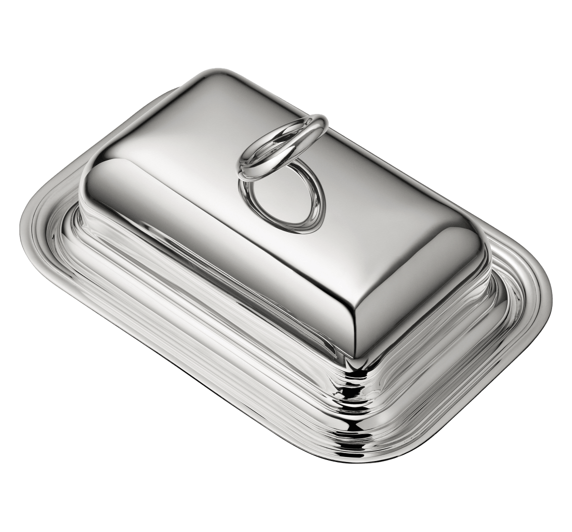 Christofle Vertigo Silver-Plated Butter Dish with Lid