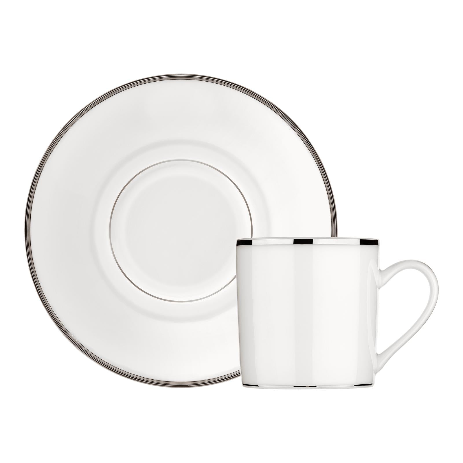 Christofle Albi Porcelain Espresso Cup And Saucer Platinum