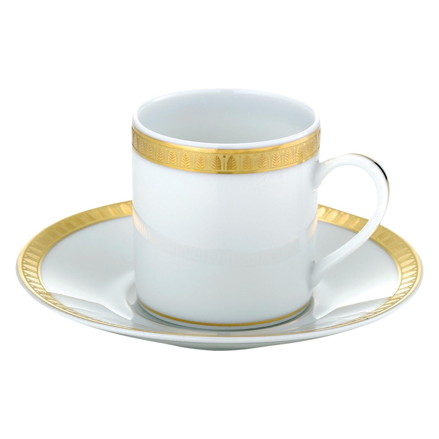 Christofle Malmaison Porcelain Espresso Cup And Saucer Gold