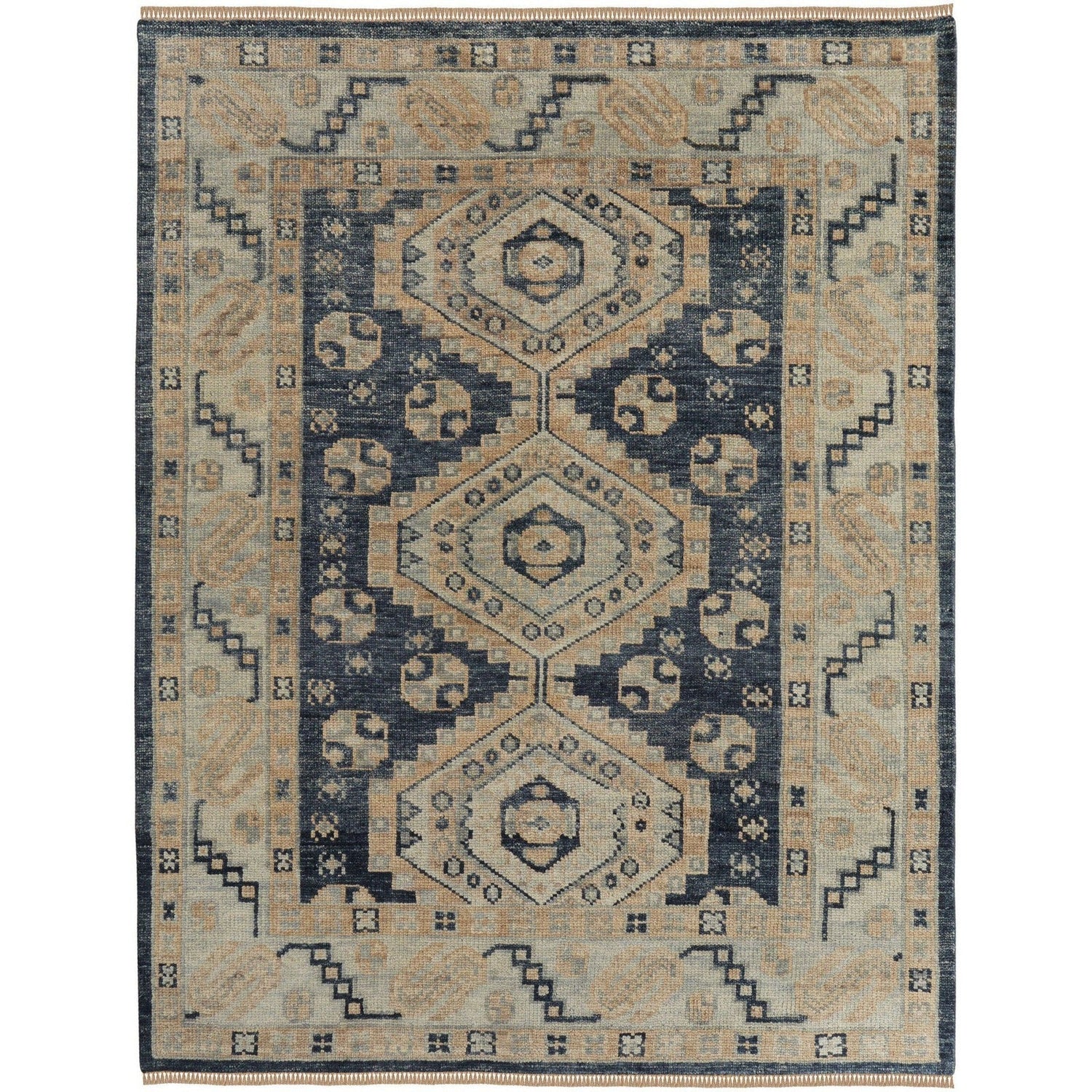 Feizy Fillmore 6943F Traditional Diamond Rug in Blue/Ivory
