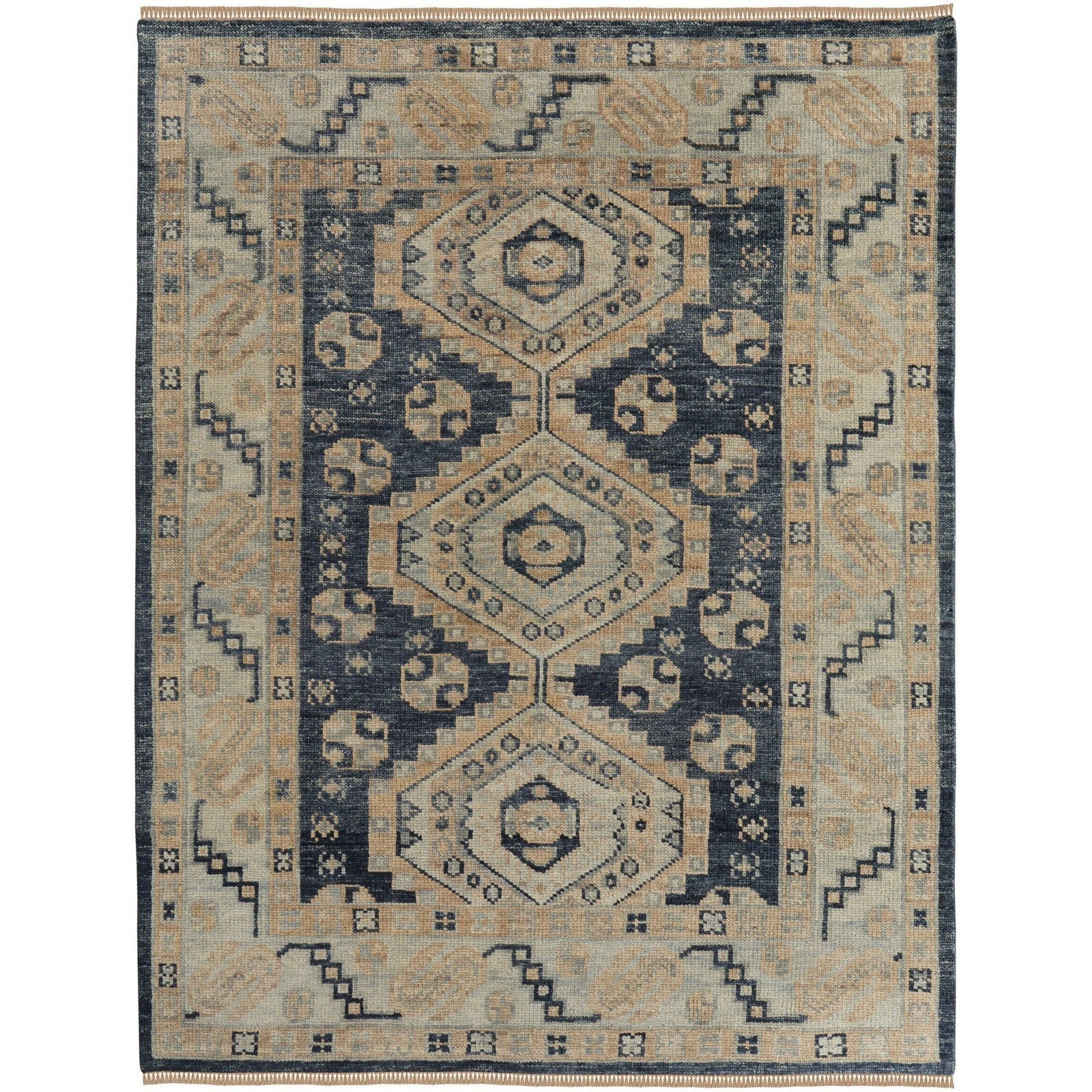 Feizy Fillmore 6943F Traditional Diamond Rug in Blue/Ivory