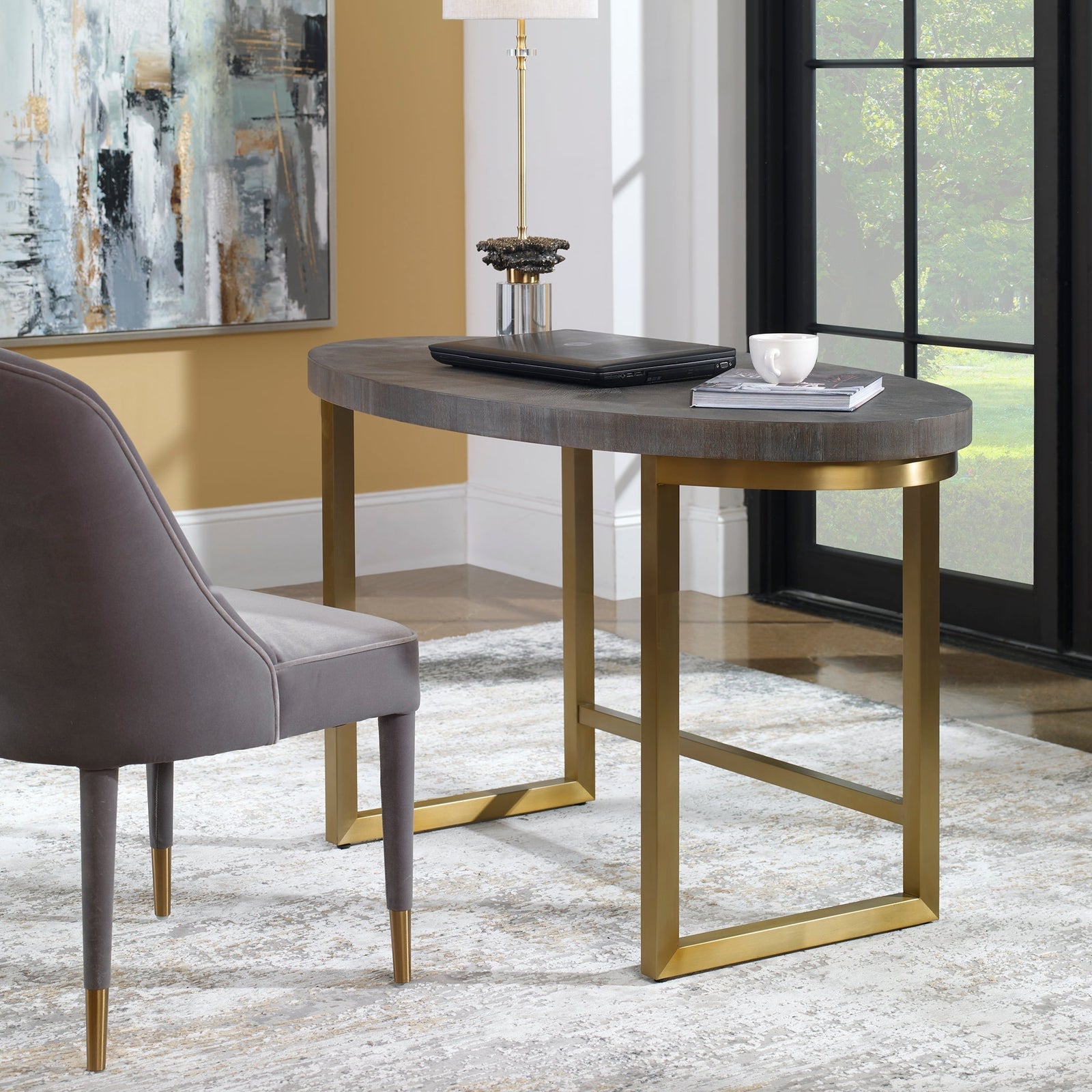 Uttermost Taja Walnut Oval Desk Clearance