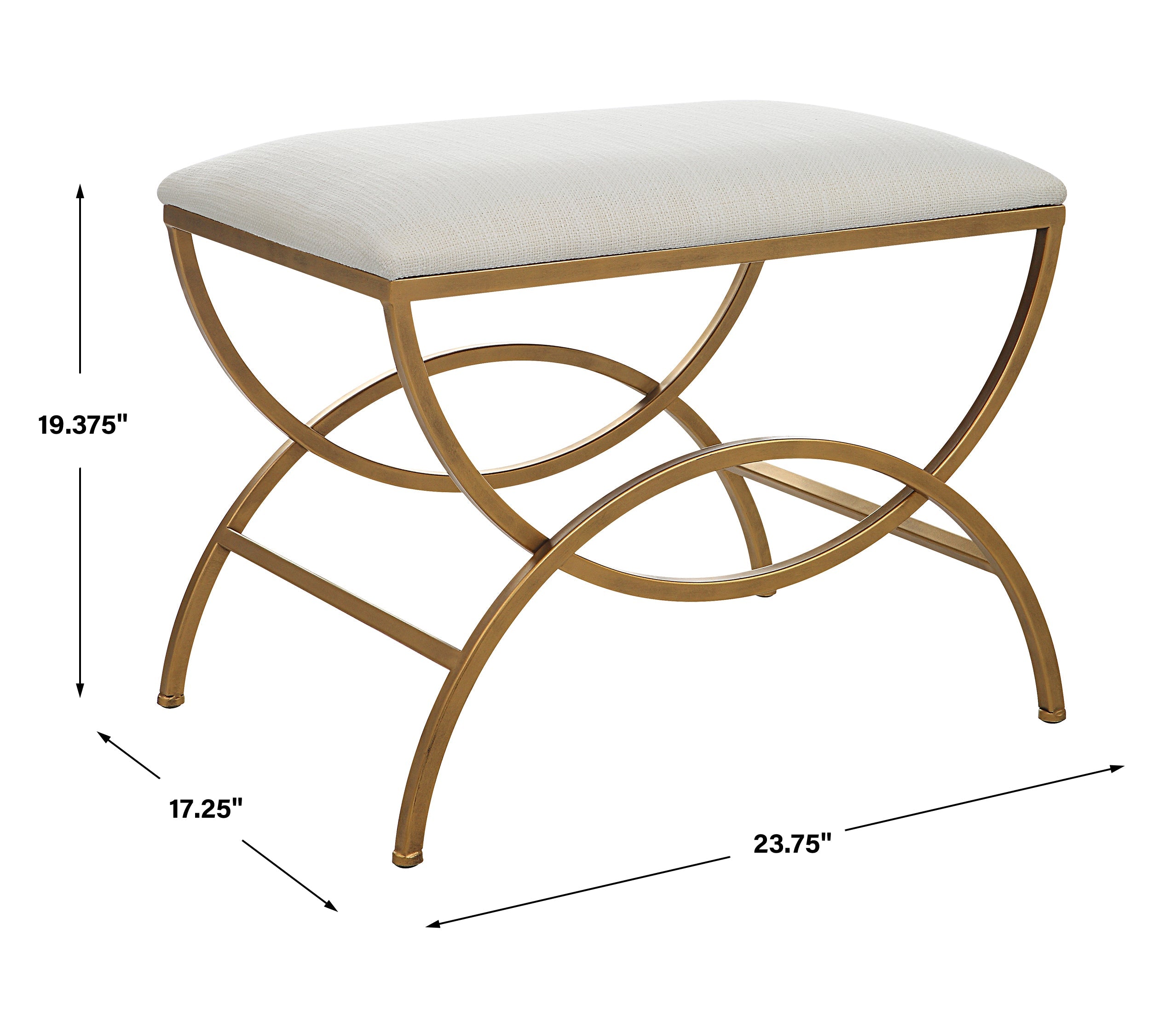 Modern Accents Overlapping Metal Cushioned Top Upholstered Stool