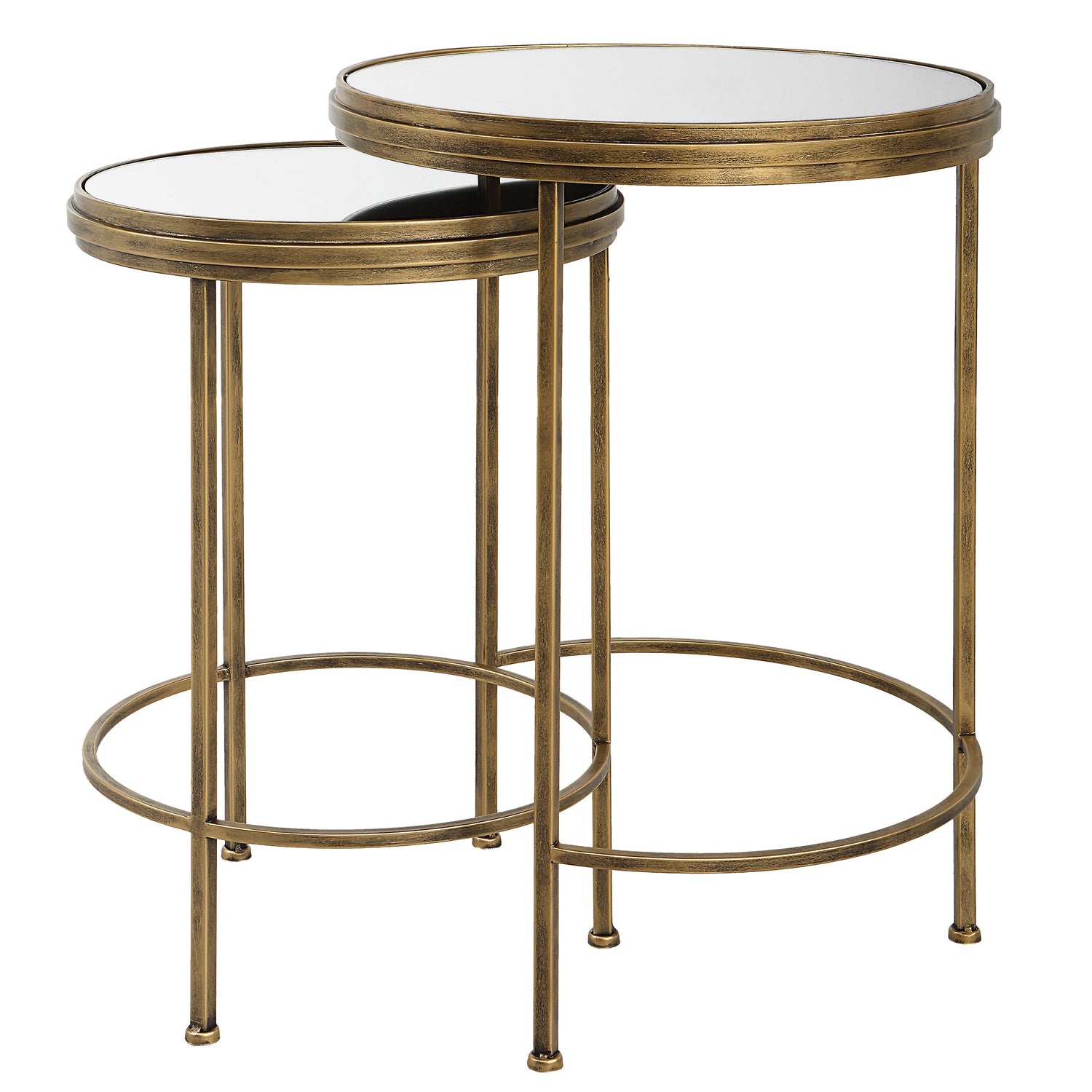 Modern Accents Iron Nesting With Mirror Top Table - Set of 2