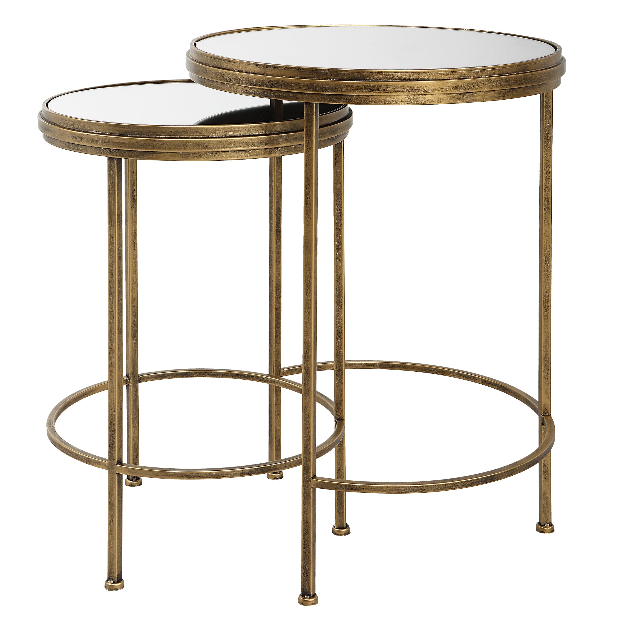 Modern Accents Iron Nesting With Mirror Top Table - Set of 2