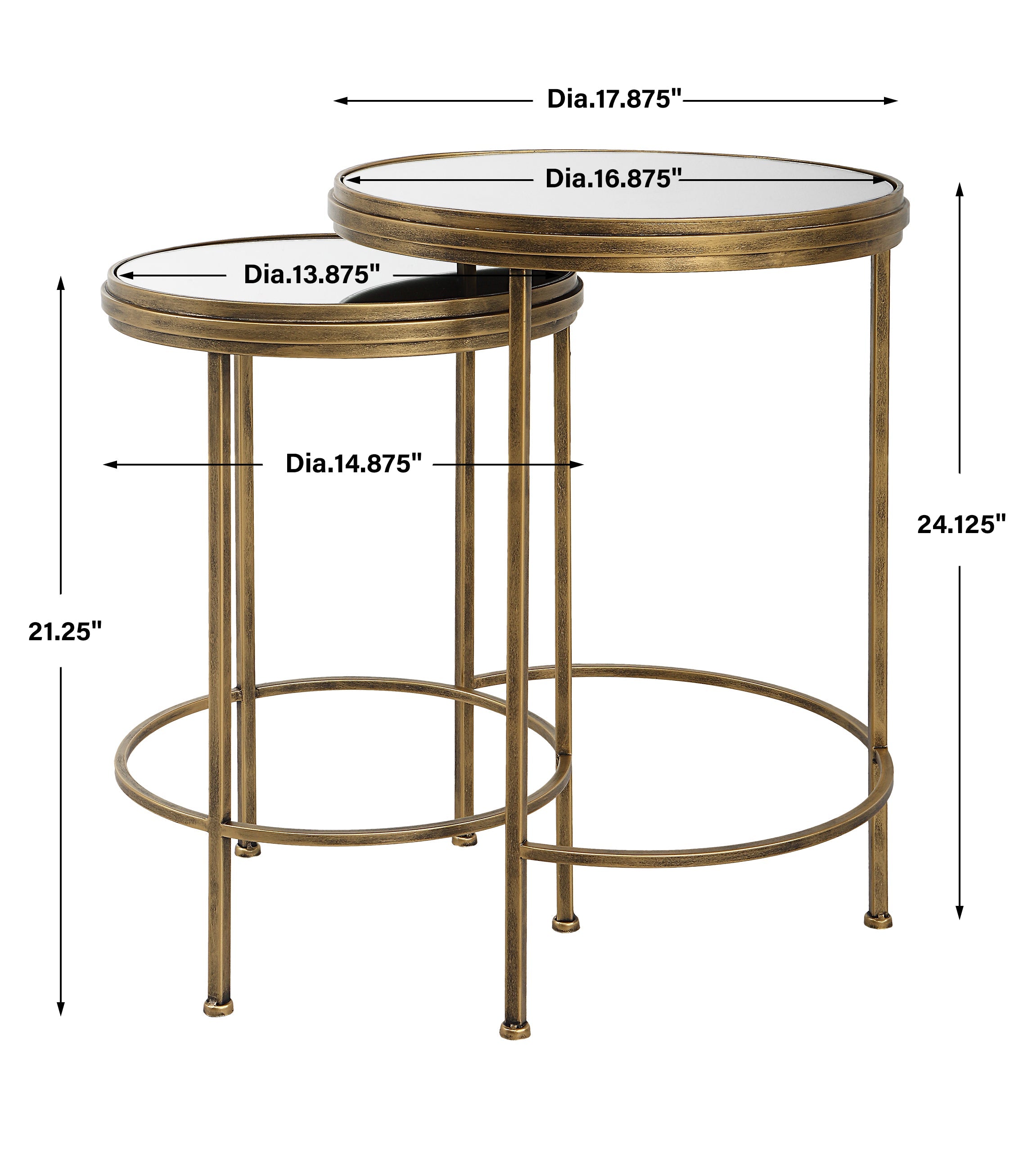Modern Accents Iron Nesting With Mirror Top Table - Set of 2