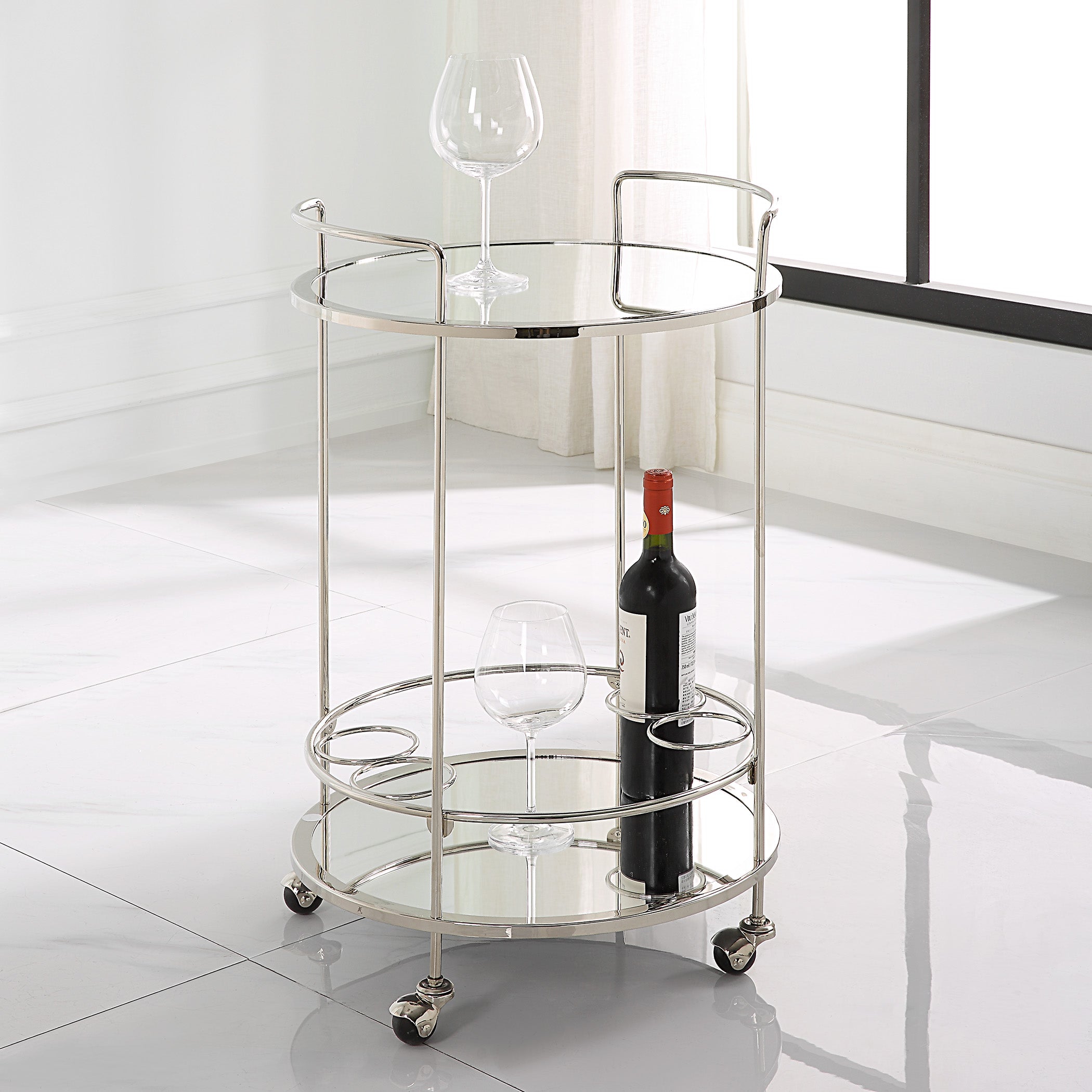 Uttermost Spritz Chrome Bar Cart Clearance