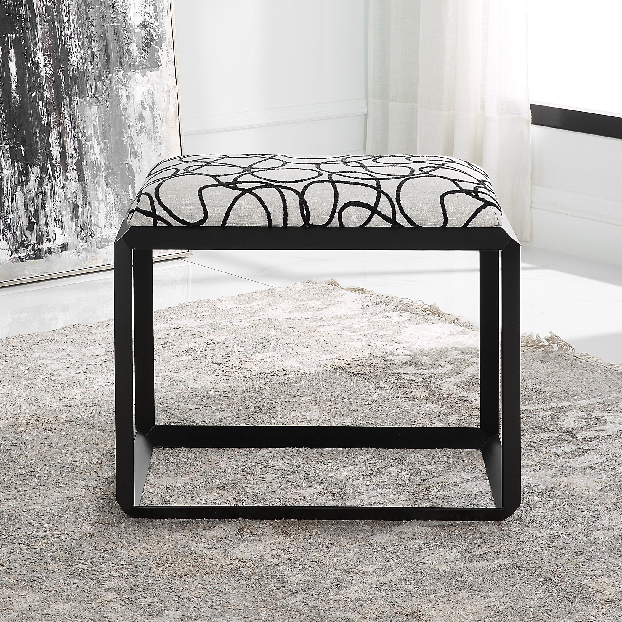 Uttermost Curls Gray Small Bench Clearance