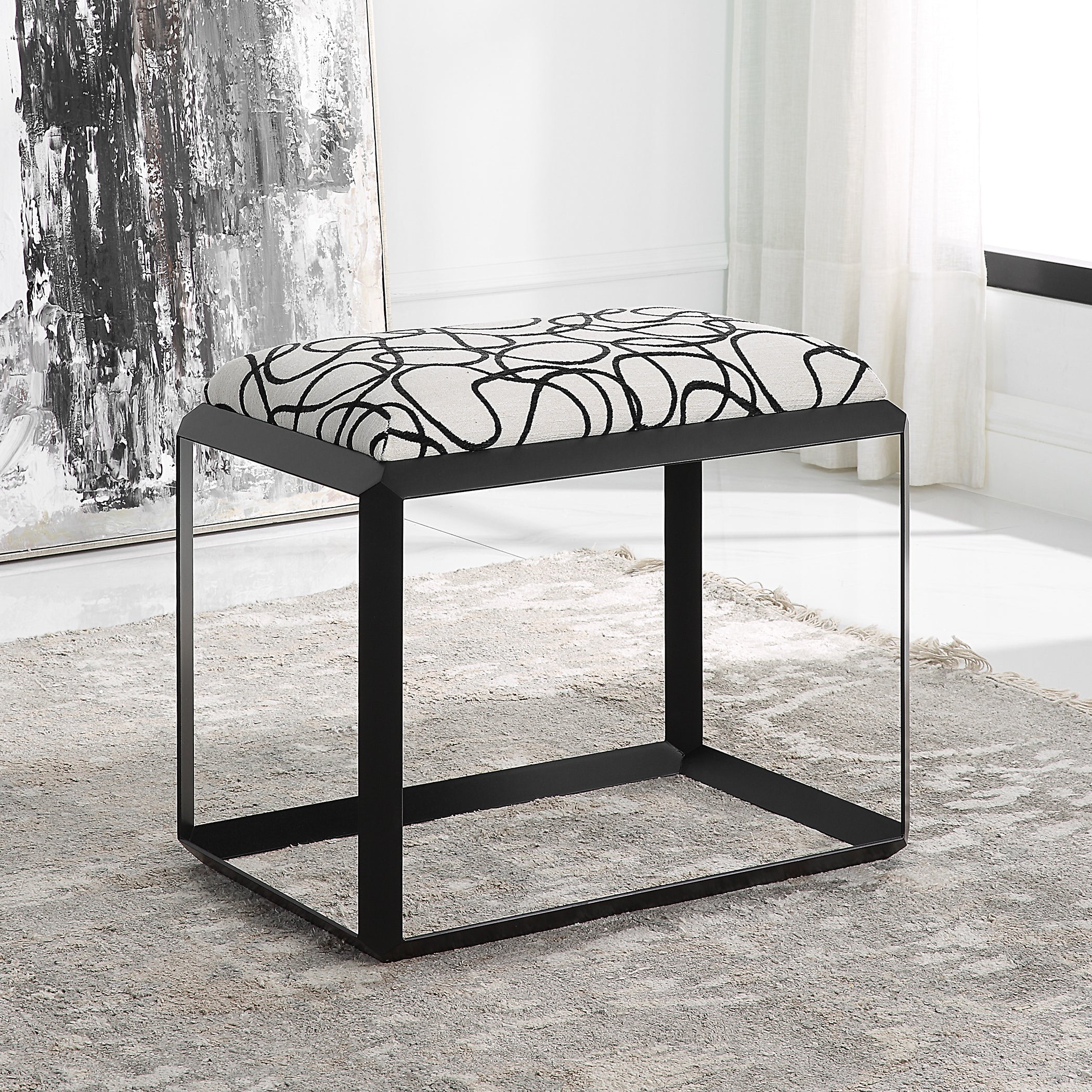 Uttermost Curls Gray Small Bench Clearance