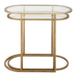 Modern Accents Oval Shaped Iron Nesting With Clear Glass Top Table - Set of 2