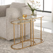Modern Accents Oval Shaped Iron Nesting With Clear Glass Top Table - Set of 2