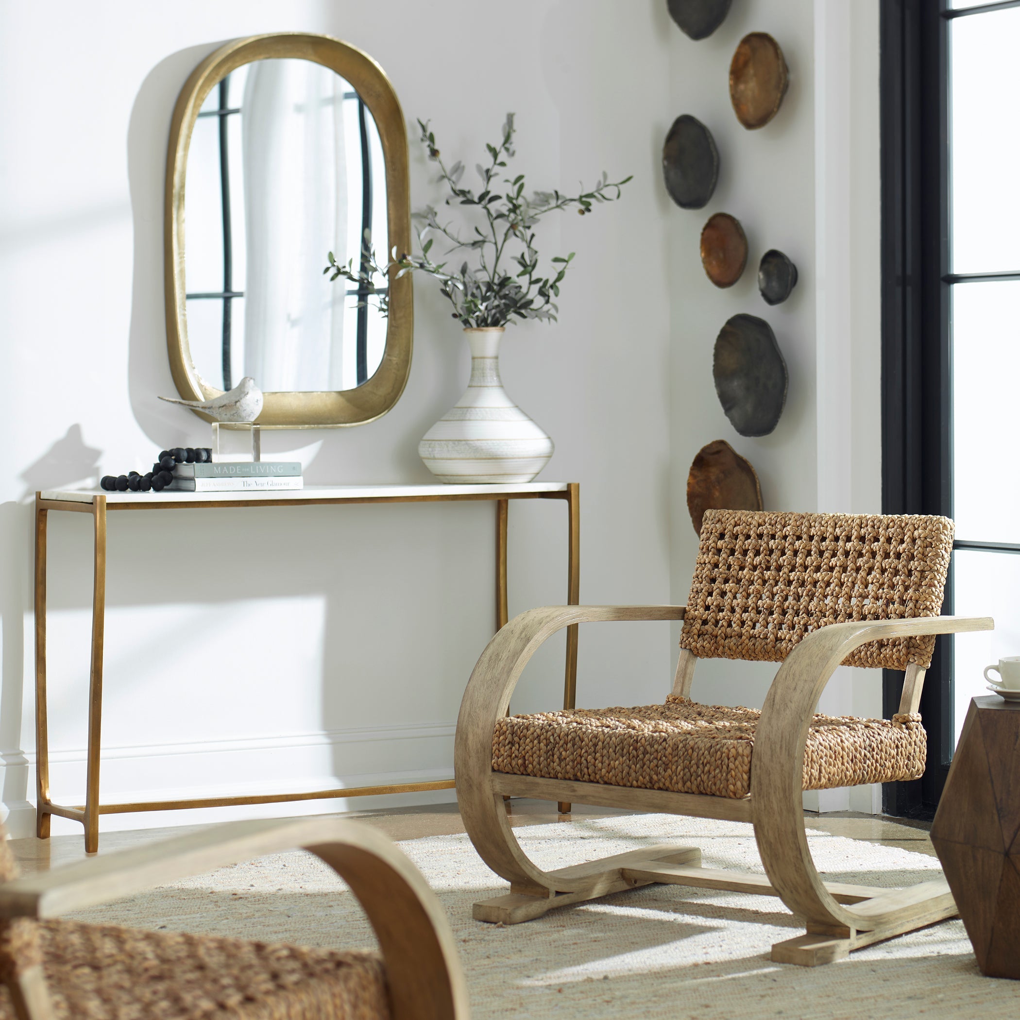 Uttermost Affinity White Marble Console Table