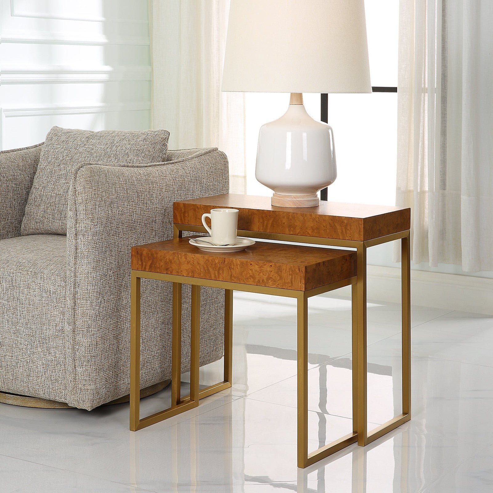 Uttermost Burl-esque Wooden Nesting Tables - Set of 2