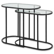 Modern Accents Oval Shaped Iron Nesting With Clear Glass Top Table - Set of 2